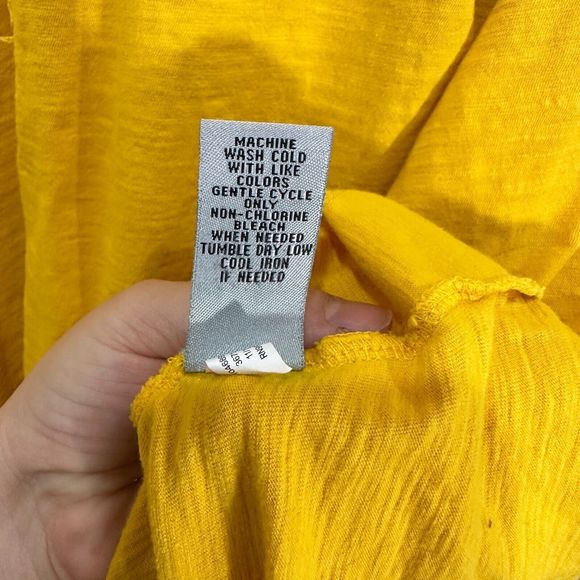 Catherines womens blouse 3X yellow cotton v neck embroidered 3/4 sleeve casual - Picture 9 of 10